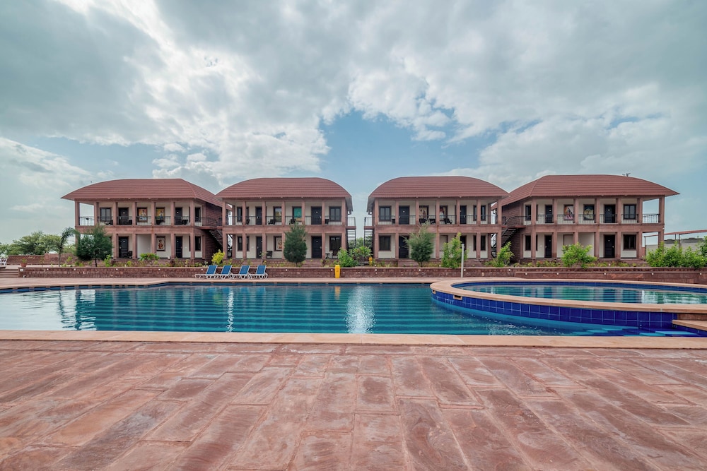 Pool deck and guest blocks at The Gateway Osian